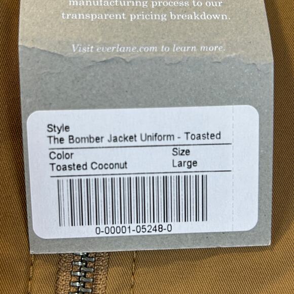 Everlane The Bomber Jacket Lightweight Toasted Coconut Men Large NWT FLAW - Picture 12 of 14